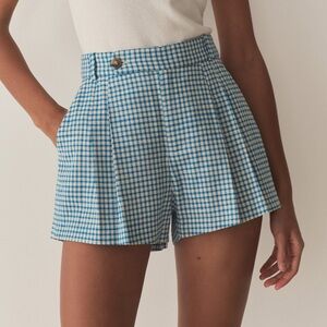 Doen Blue High Waist Gingham Shorts